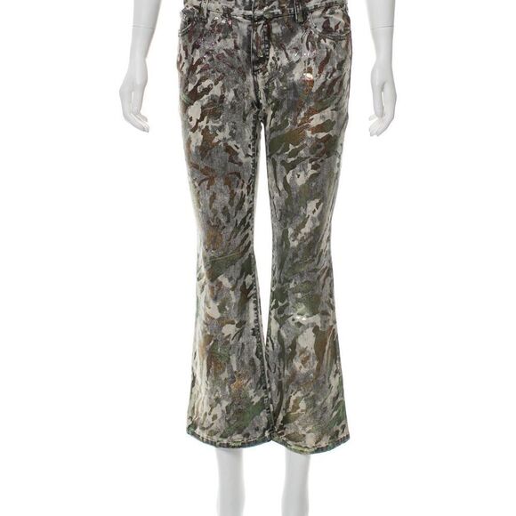 Faith Connexion Gray Metallic Camo Flare Jeans 27 - Picture 1 of 10